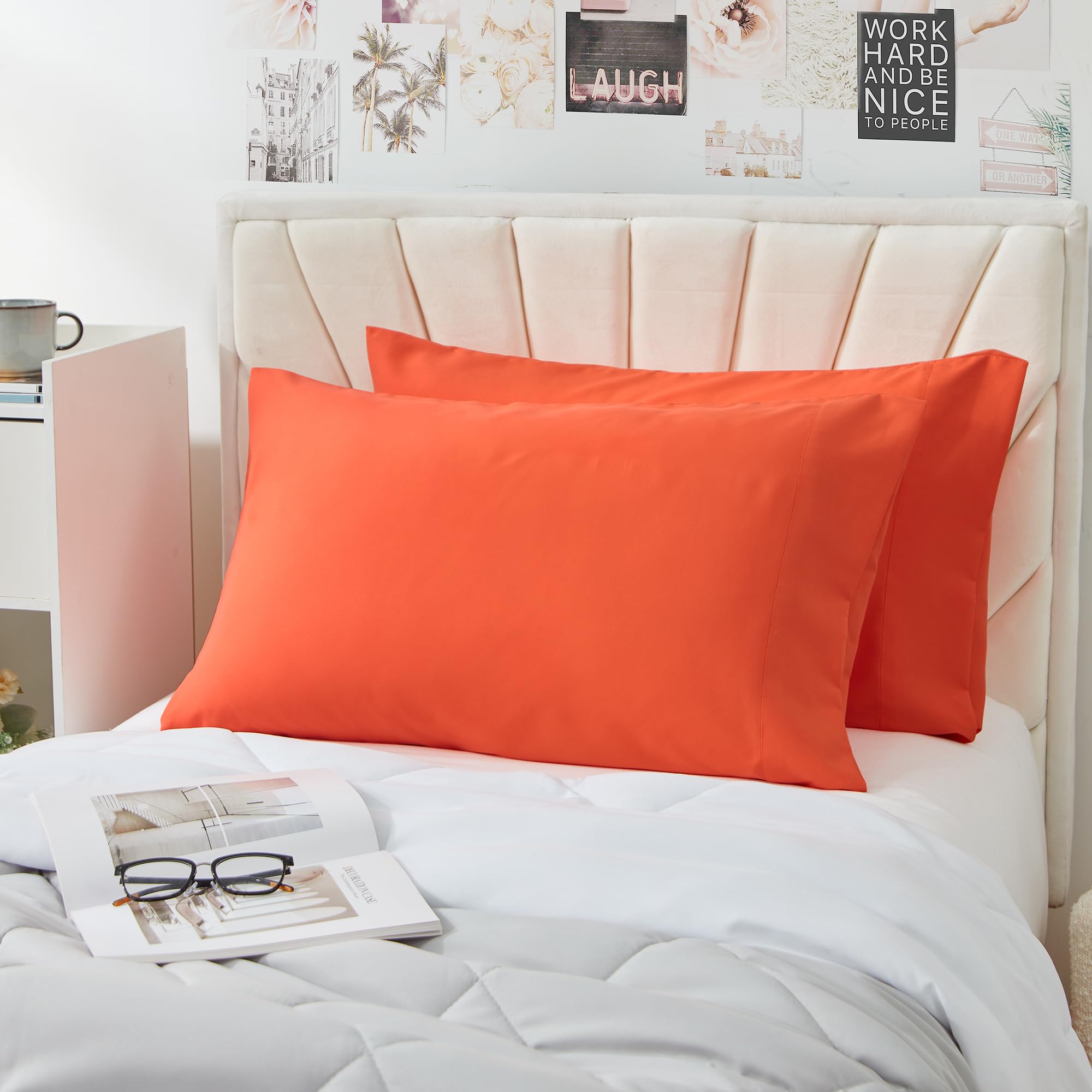 Supersoft Pillowcases (2-Pack) - Breathable & Hypoallergenic Orange Pillow Covers for Bedroom, Hotel, or Travel - Premium Cotton Pillow Cases for Side, Back & Stomach Sleepers