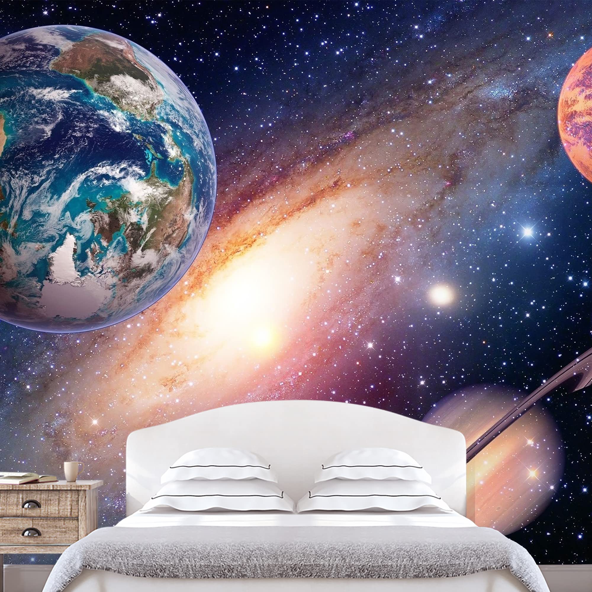 Removable Wall Murals for Bedroom - Giant Universe & Planets Peel and Stick Wallpaper (66x96 inches) - Perfect for Kids Room Decor, Nursery, or Home Office Accent Wall