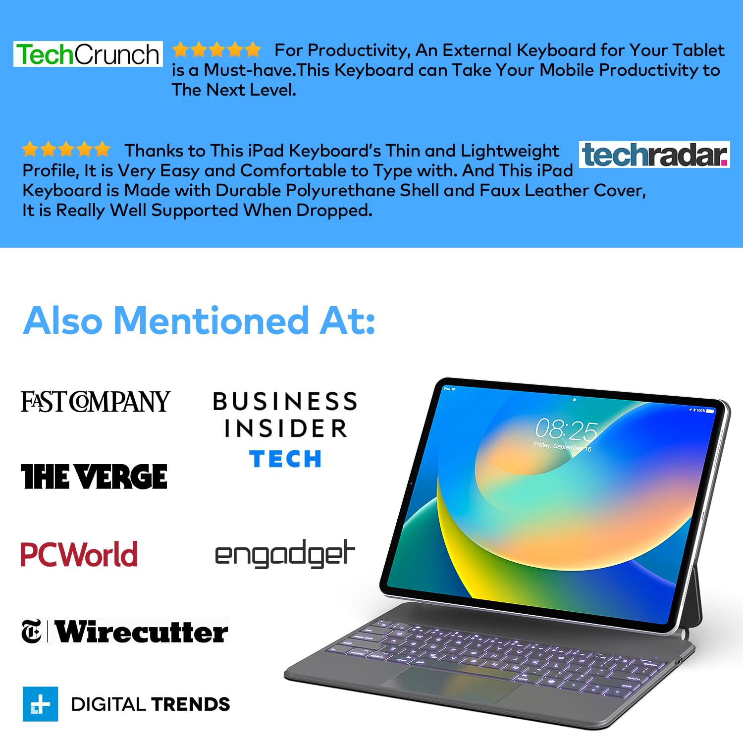 Magnetic Keyboard Case for iPad Air 13 (M3 2025 / M2 2024) & iPad Pro 12.9 inch 6th/5th/4th/3rd Gen - Slim Magic-Style Keyboard with Multi-Touch Trackpad & Floating Stand - Perfect for Work, Travel, and Home Office Use