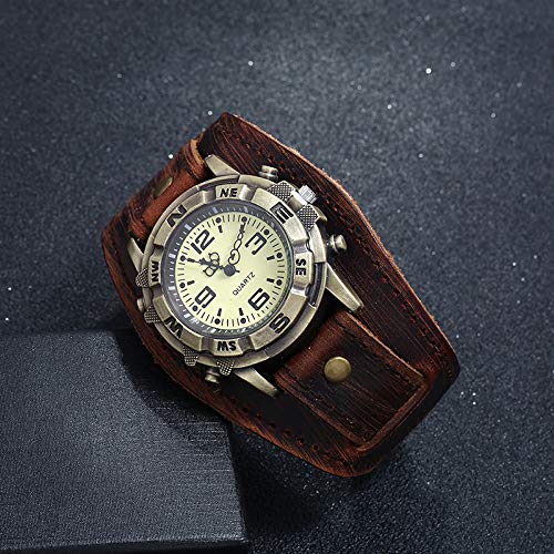 Stylish Men's Punk Retro Leather Watch - Hip-Hop Fashion Timepiece for Men with Durable Leather Band | Perfect for Casual Wear, Street Style & Hip-Hop Events