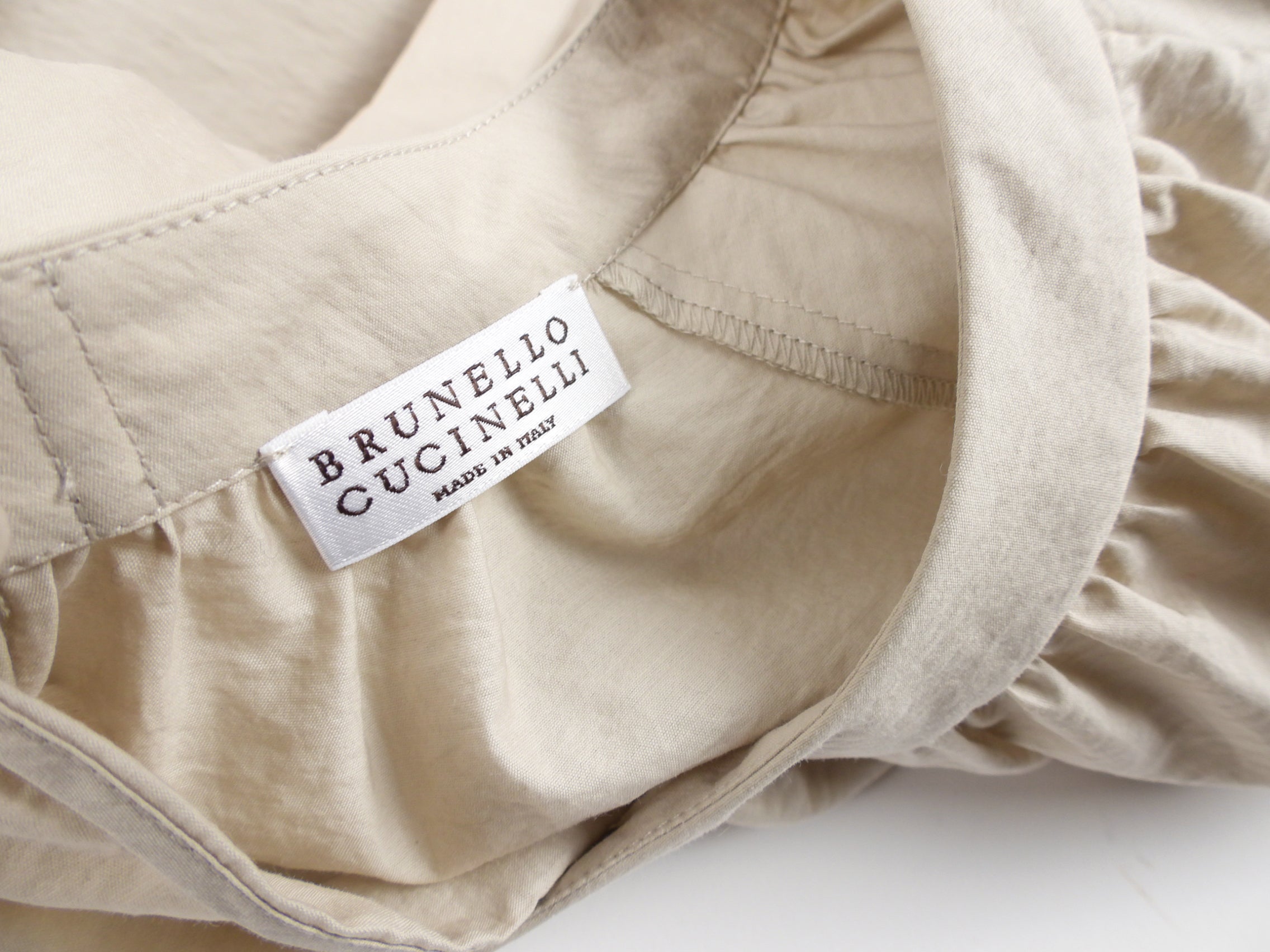 Brunello Cucinelli Women's Beige Cotton Embroidered 3/4 Sleeve Blouse Small | Casual Summer Tops for Women | Perfect for Office Wear, Date Night & Weekend Outfits