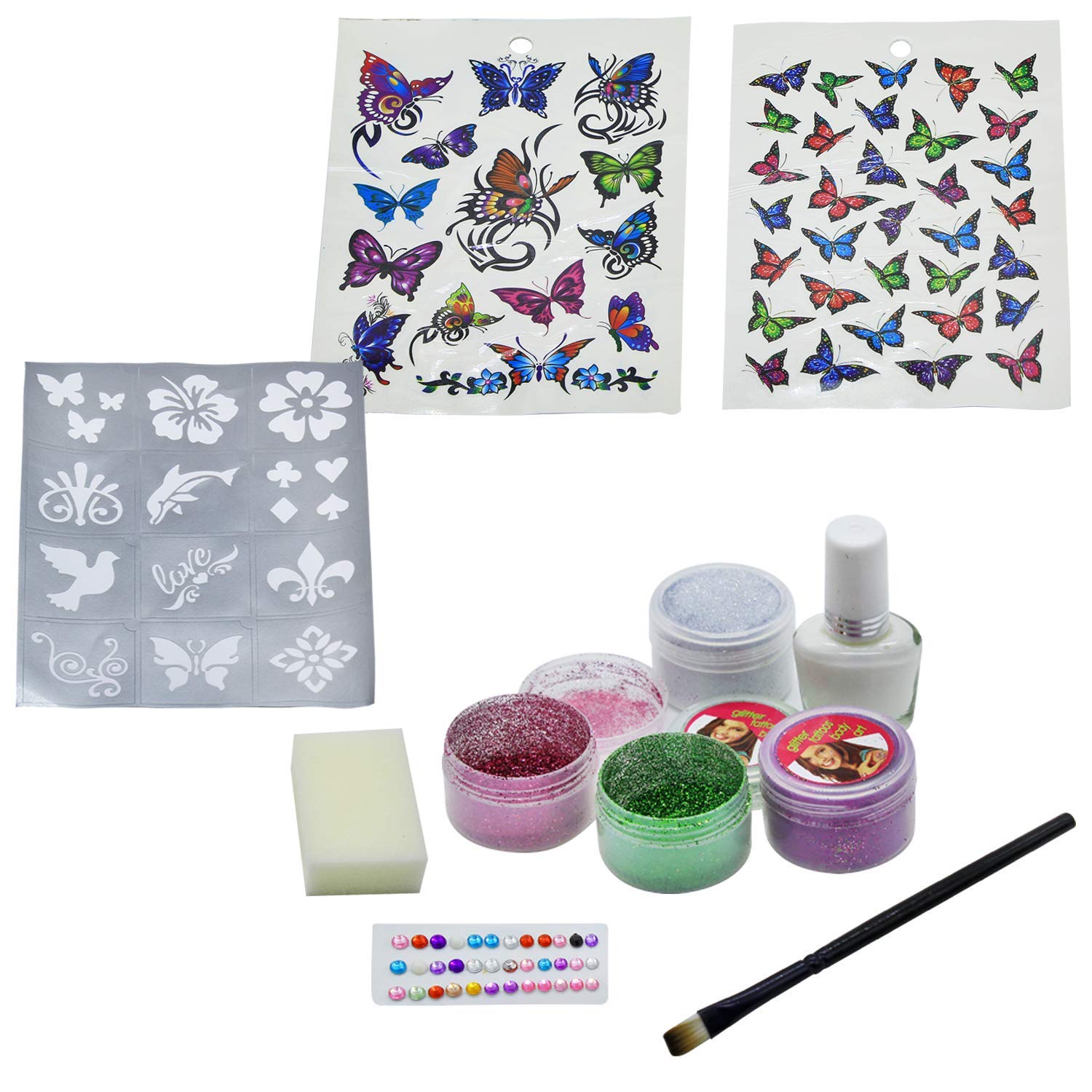 Bhavik Traders Glitter Body Tattoos - 100 Temporary Tattoos for Women & Girls | Waterproof & Long Lasting | Perfect for Parties, Festivals & Body Art