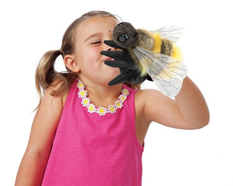 Folkmanis Honey Bee Hand Puppet - Realistic Plush Animal Toy for Kids, Storytelling & Educational Play - Perfect for Classroom, Theater & Imaginative Play