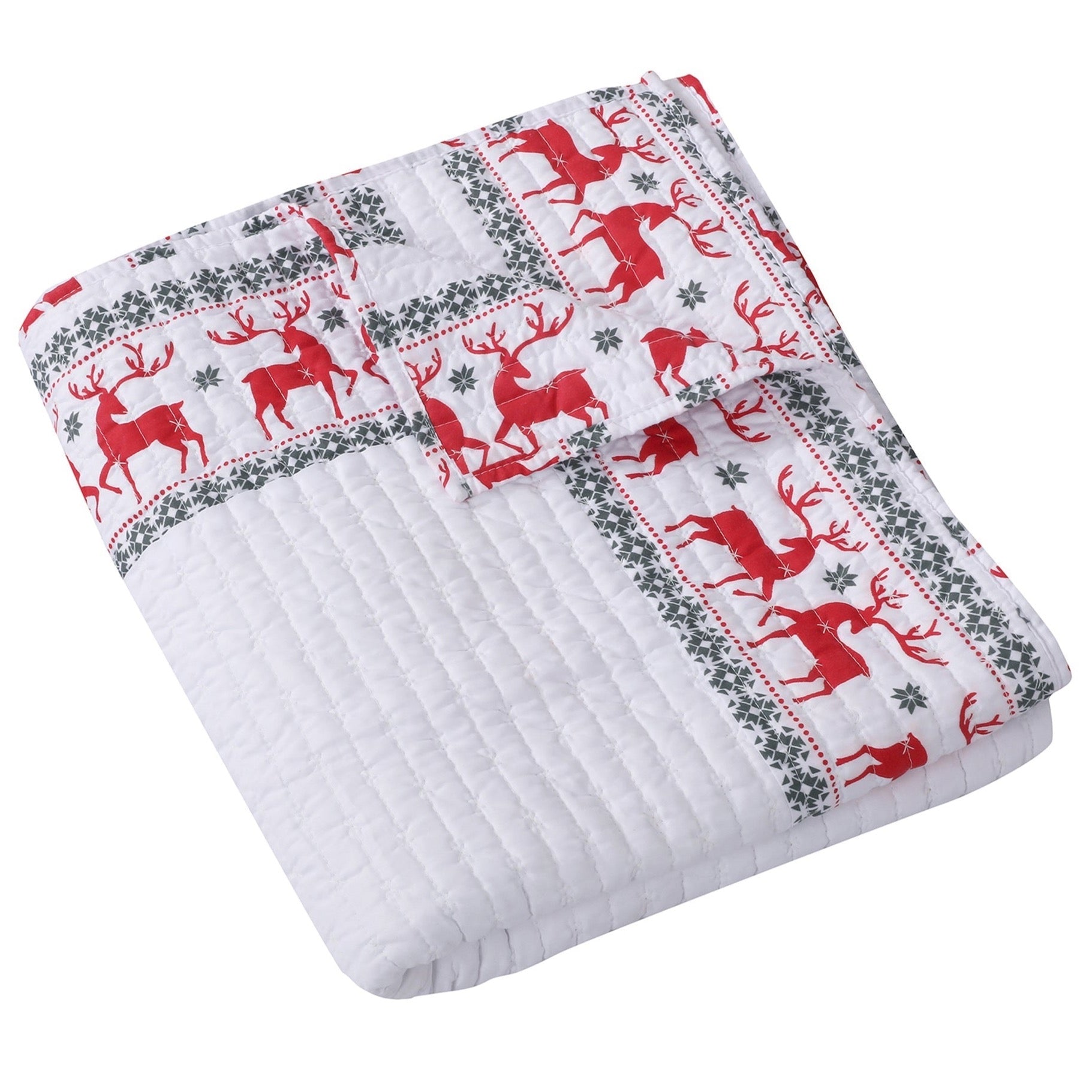 Cozy Rudolph Quilted Throw Blanket - Soft Christmas Holiday Plush Fleece for Couch, Bed & Decor - Perfect for Winter Warmth, Gifts & Festive Home Decorating