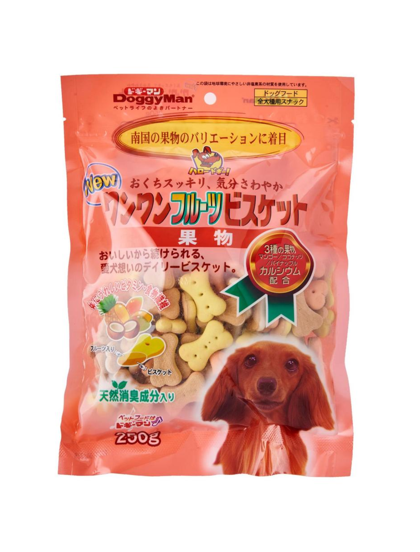 DoggyMan Bowwow Fruits Biscuit Dog Treats 250g - Natural & Healthy Snacks for Small & Large Dogs - Perfect for Training Rewards & Daily Treats