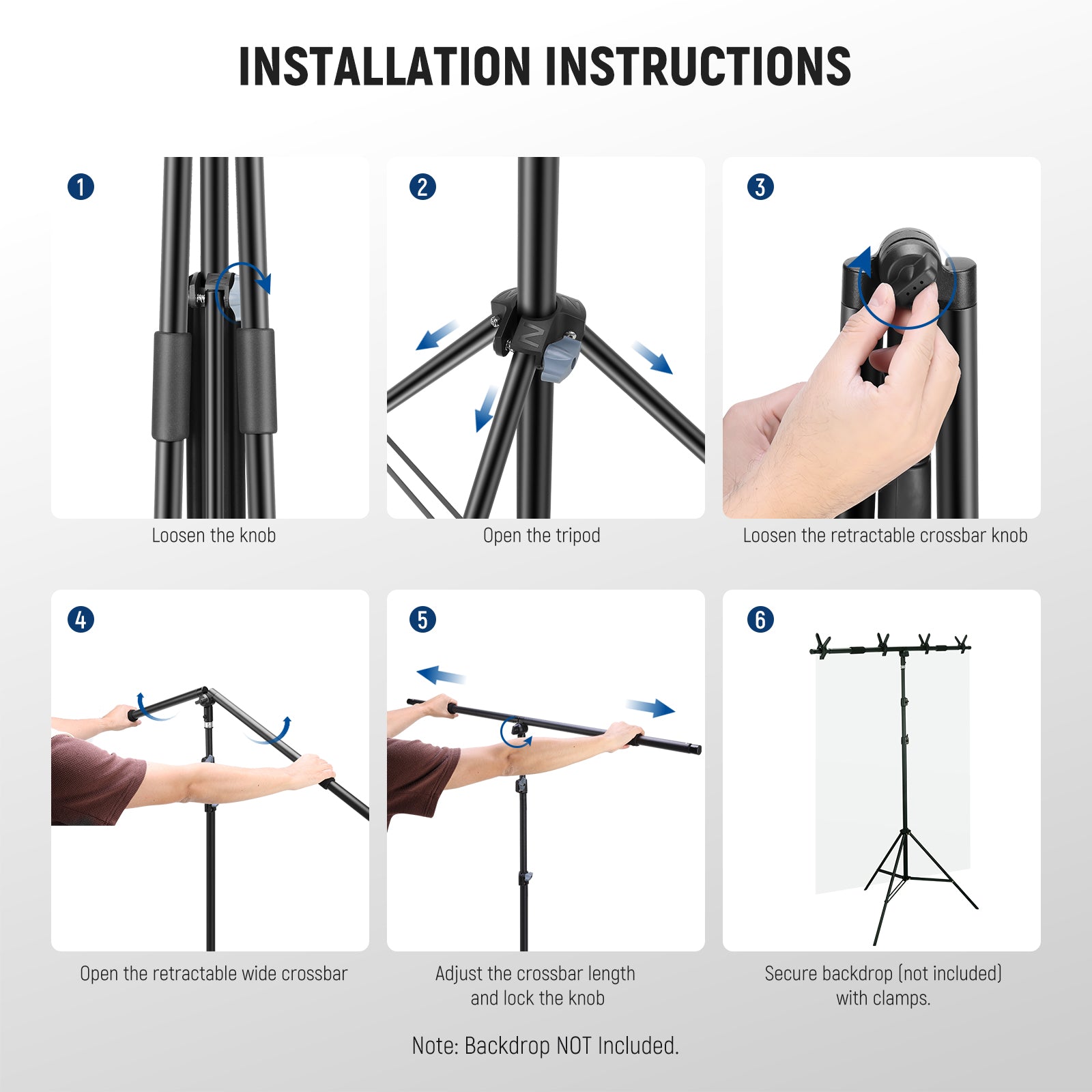 NEEWER NK005 6.8x8.8ft T-Shaped Photography Backdrop Stand Kit with Carry Bag - Perfect for Studio, Portrait, and Video Shooting Background Support