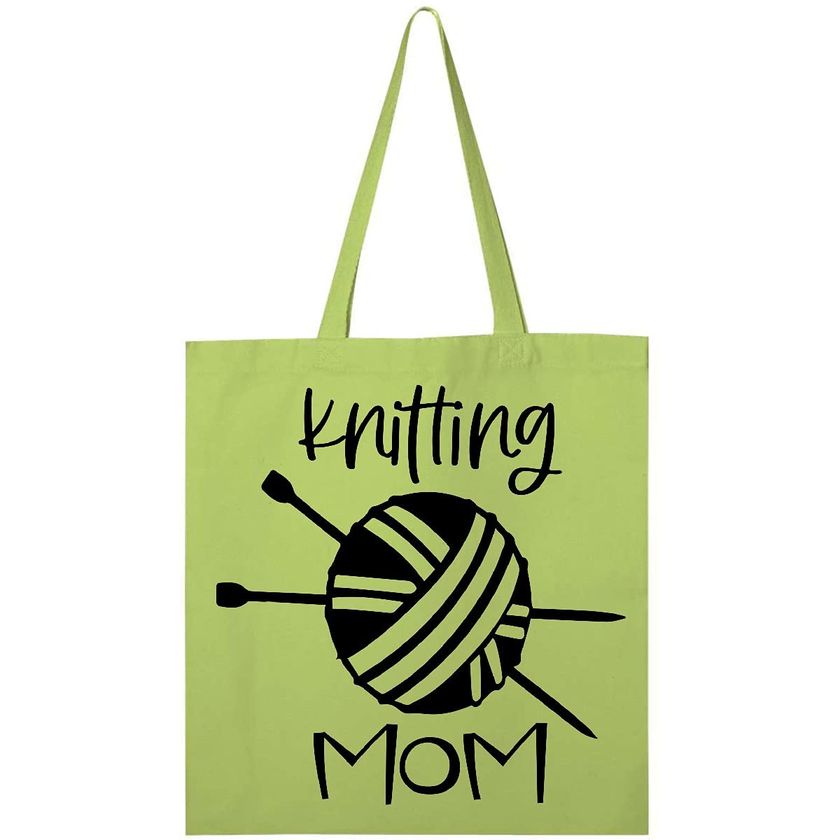 Inktastic Knitting Mom with Yarn Tote Bag - Cute Cotton Canvas Tote for Knitting Enthusiasts - Perfect for Yarn Storage, Craft Projects & Grocery Shopping