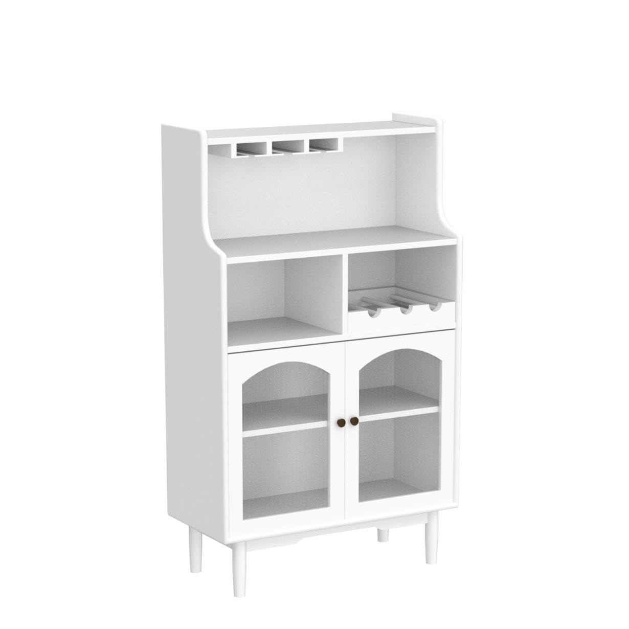 Loscear Solid Wood Liquor Bar Cabinet with Glass Door & Removable Wine Rack - Home Bar Storage for Wine Bottles, Glasses & Spirits - Perfect for Dining Room, Living Room or Home Bar Setup