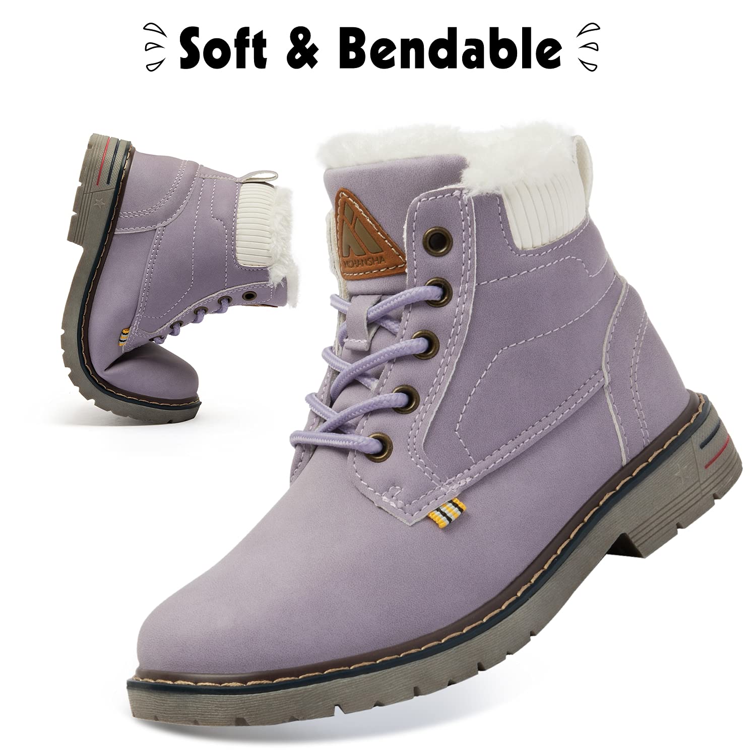 Mishansha Kids Winter Snow Boots - Waterproof Hiking Boots for Boys & Girls, Fur Lined Warm Shoes for Cold Weather Outdoor Activities - Perfect for Snow Play, Winter Walks & School Commutes