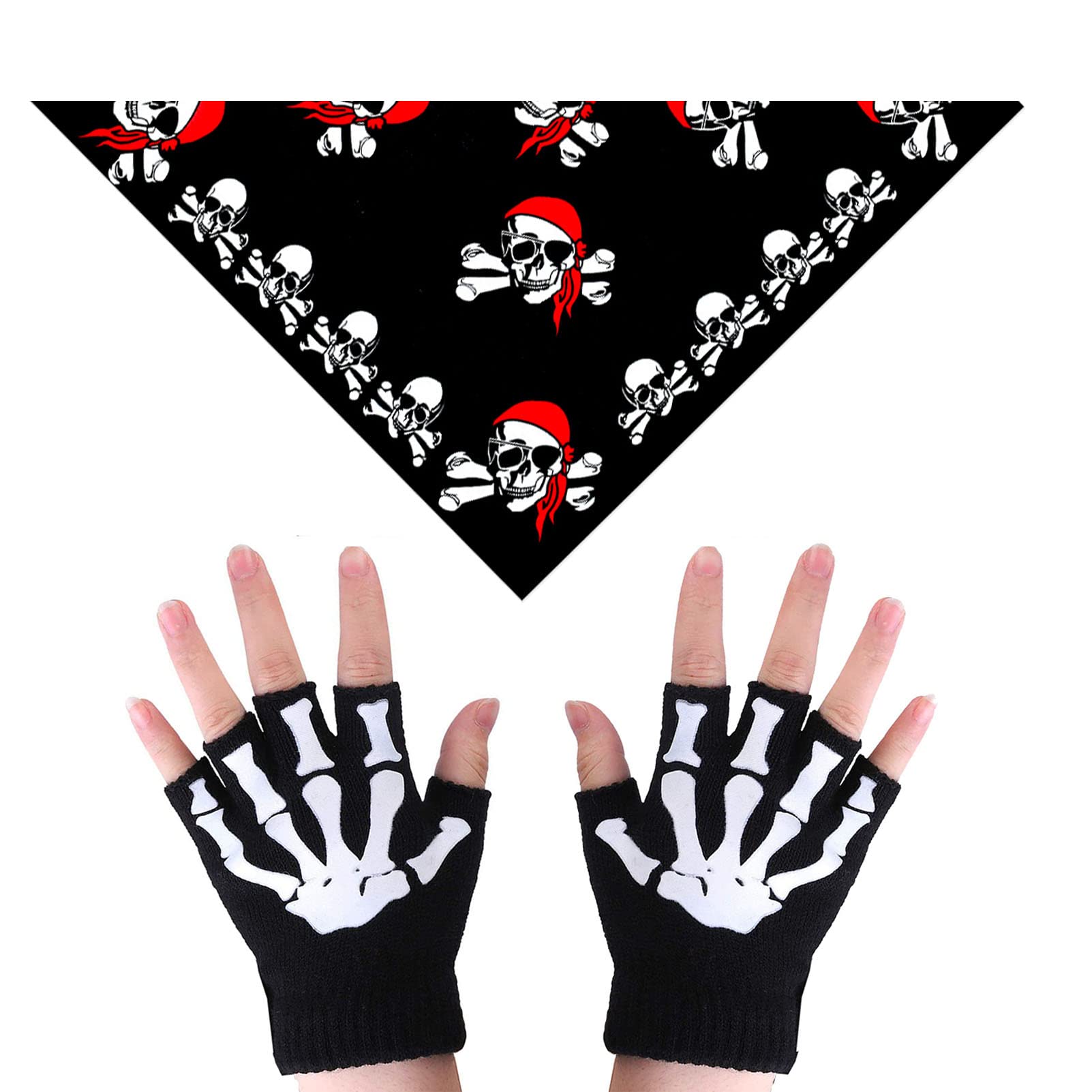 Stretchy Fingerless Skeleton Gloves - Punk Style Hand Warmers with Luminous Skull Design | Winter Fashion Accessories for Concerts, Halloween & Gothic Outfits