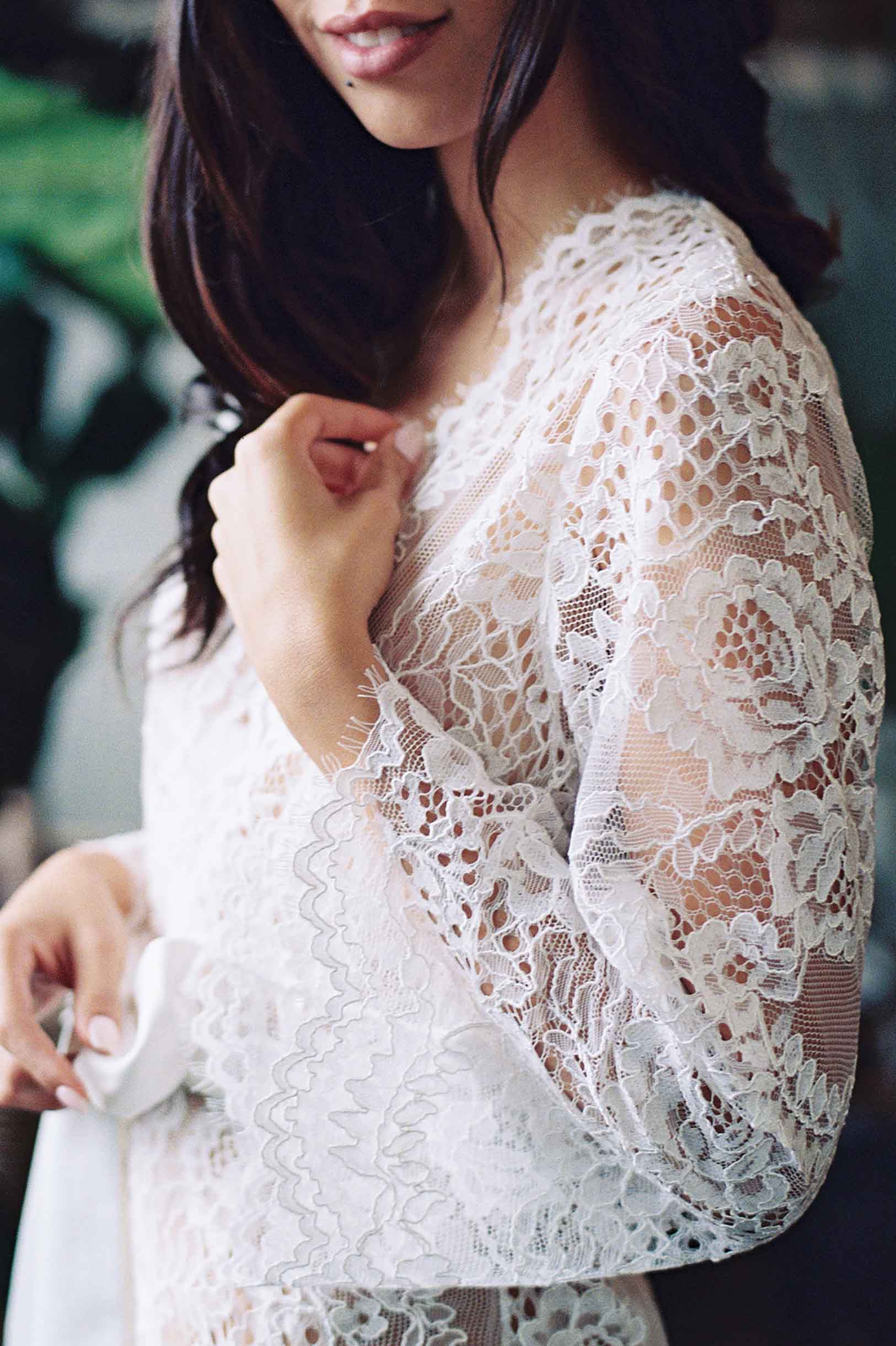 Leah Boho Lace Robe - Elegant Ivory & Black Kimono Cover Up for Women | Perfect for Beach Weddings, Bridal Party, and Relaxing at Home
