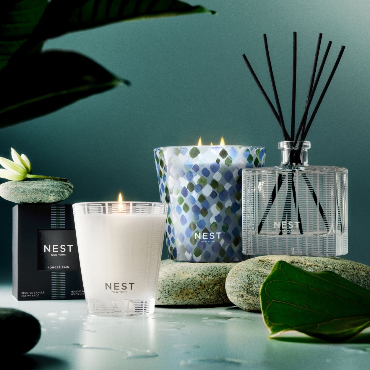 Forest Rain Scented Candle - Natural Soy Wax Aromatherapy Candle for Relaxation & Stress Relief - Perfect for Home, Spa, Yoga & Meditation