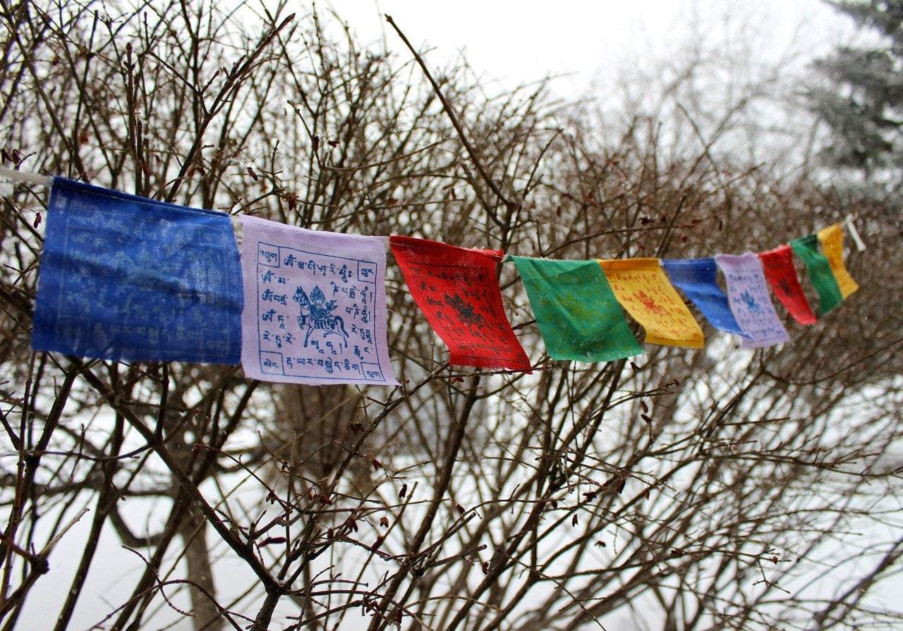 5 Pack Mini Windhorse Prayer Flags - Colorful Tibetan Buddhist Prayer Flags for Home, Garden & Outdoor Decor - Perfect for Meditation, Yoga & Spiritual Spaces