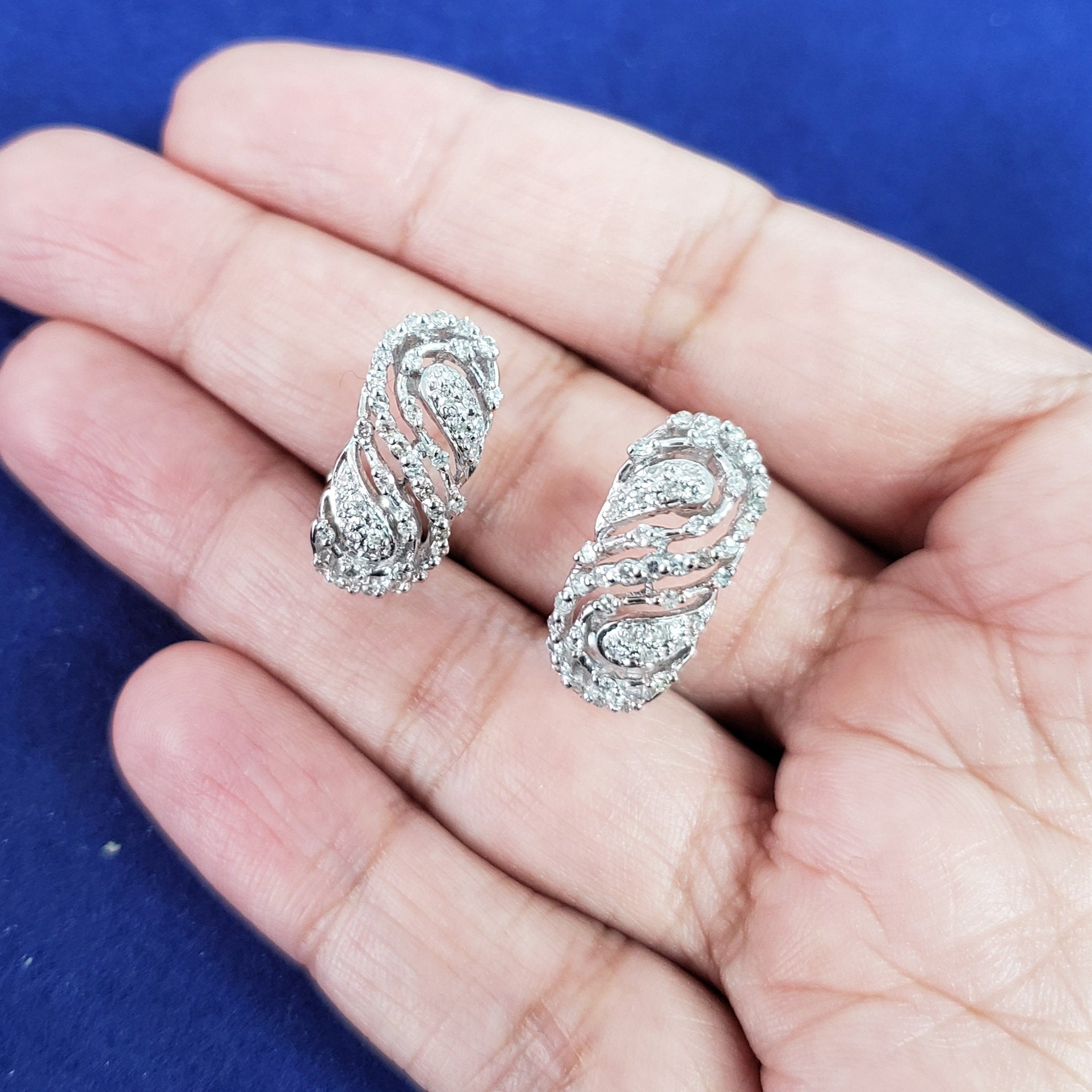 Vintage Art Deco Diamond Earrings .68cttw in 14K White Gold - Elegant Antique Jewelry for Weddings, Parties & Special Occasions