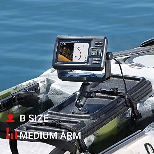 RAM Mounts Garmin Marine Electronic Mount RAM-B-111U with Medium Arm - Compatible with Select Garmin Devices for Boating and Marine Navigation