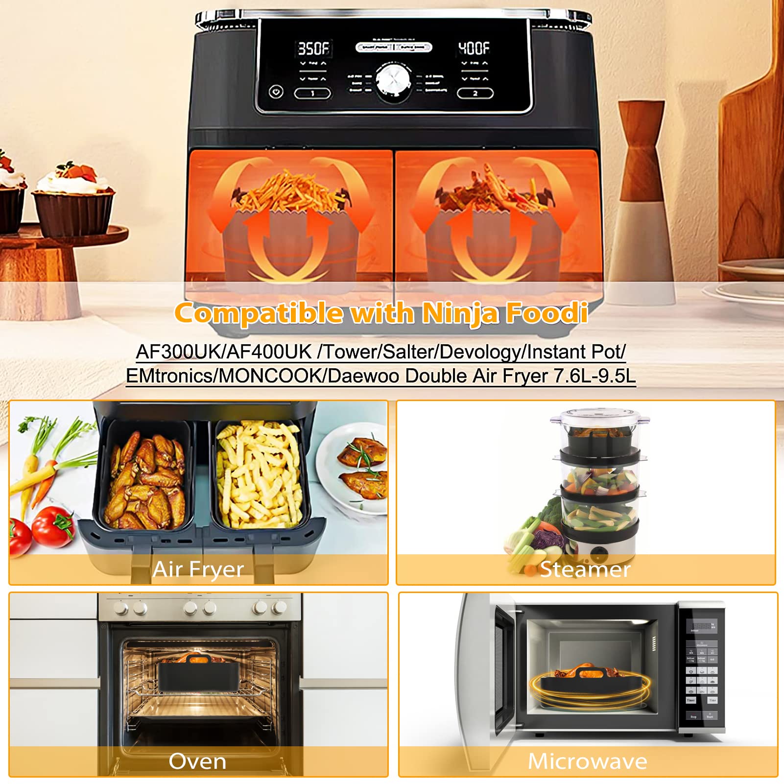 7-Piece Ninja Air Fryer Accessories Kit for AF400UK, AF300UK & Tower T17088 - Includes 8.46
