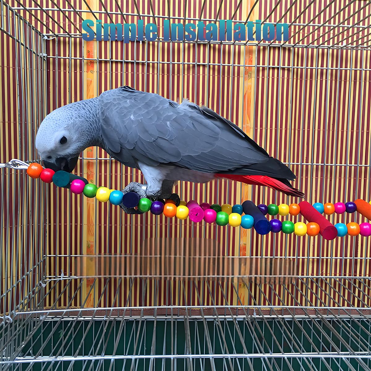 Premium Wooden Bird Toys for Parrots - 30 Inch Parrot Bridge, Swing & Ladder Set for Macaws, African Greys, Budgies, Cockatiels & Parakeets - Durable Play & Training Toys for Bird Cages - Perfect for Climbing, Exercise & Mental Stimulation