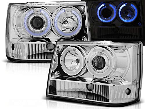 VR-1229 Headlight Assembly - Chrome Front Headlamps for 1993-1998 Jeep Grand Cherokee (Driver & Passenger Side) | Direct Fit Replacement for Chrysler Vehicles | Perfect for Night Driving & Off-Road Adventures