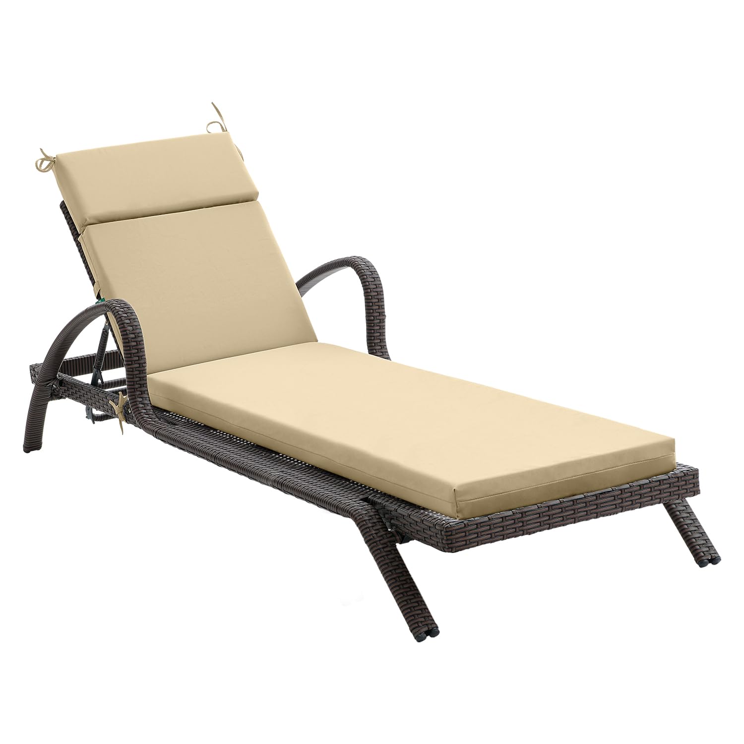 FILUXE Outdoor Chaise Lounge Cushions 80x26x3 Inch - High-Density Foam Chair Cushion with Ties, Weather & Fade Resistant - Patio, Lawn, Pool & Beach Recliner Cushions (Khaki) | Perfect for Sunbathing, Relaxing by the Pool, or Lounging in Your Backyard