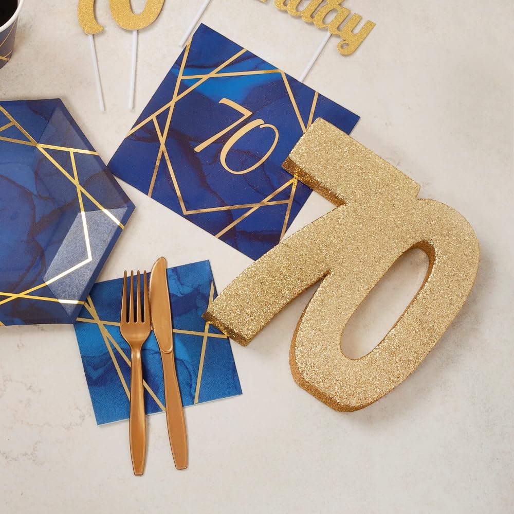 Gold Glitter Number 70 Table Decoration - 20cm Centerpiece for 70th Birthday Parties, Anniversaries & Special Events | Elegant Table Decor | Pack of 1 | H108