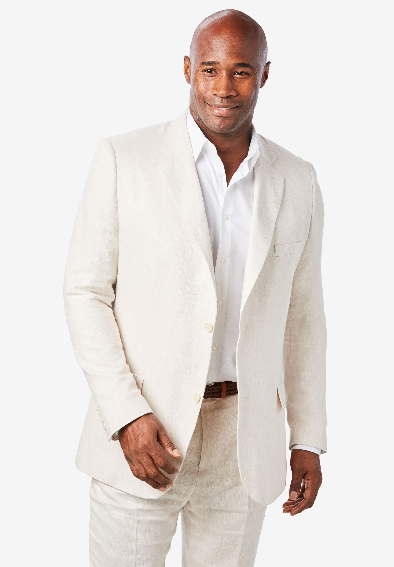 KS Island Men's Big & Tall Linen Blend Two-Button Suit Jacket - Lightweight Summer Blazer for Business Casual & Formal Occasions