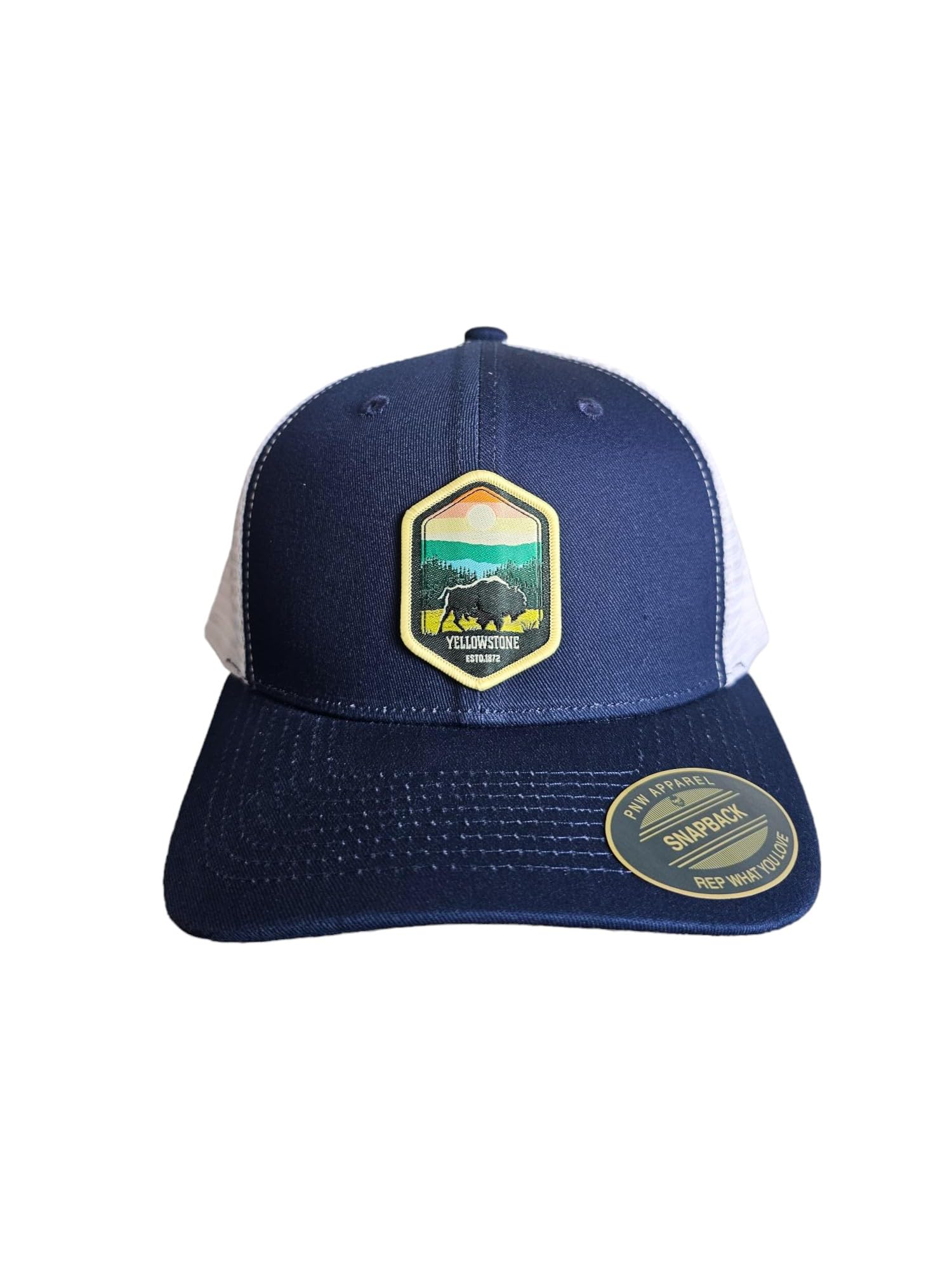 Yellowstone National Park Trucker Hat with Woven Patch - Stylish Outdoor Adventure Cap for Hiking, Camping & Travel