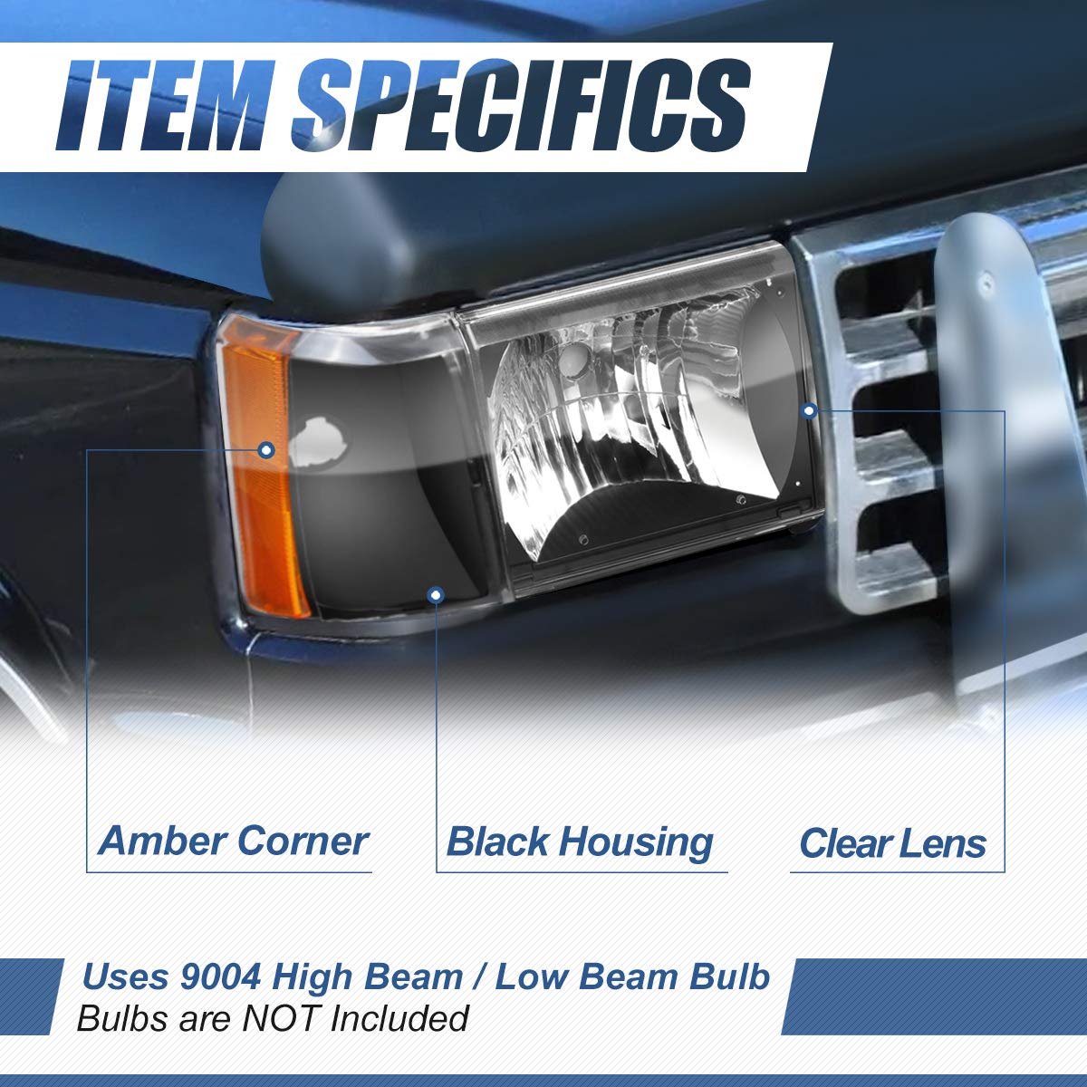 Ford Bronco F-Series Headlight Assembly 1987-1991 - Halogen Replacement for Driving & Off-Road