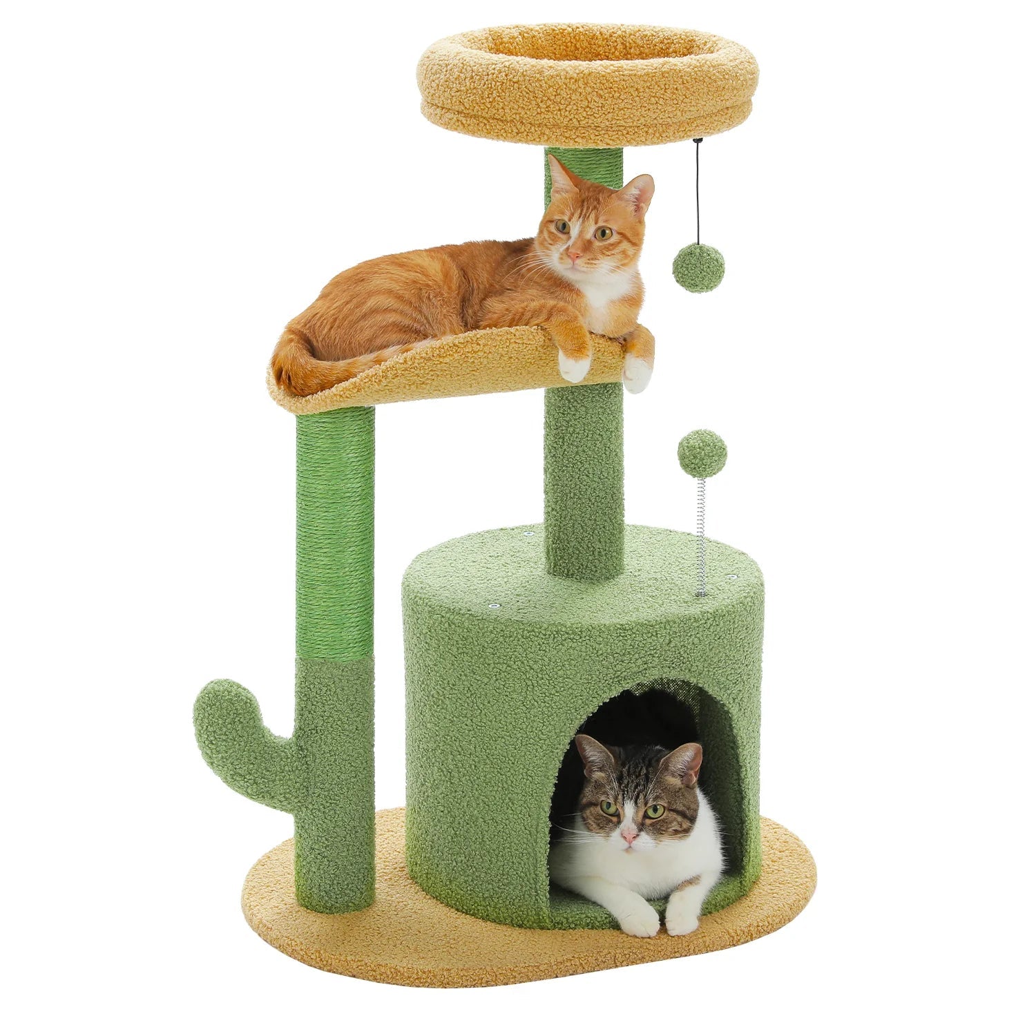 Cactus Cat Condo - Cozy Cat Tree House with Scratching Posts for Indoor Cats | Perfect for Play, Climbing & Napping in Small Spaces