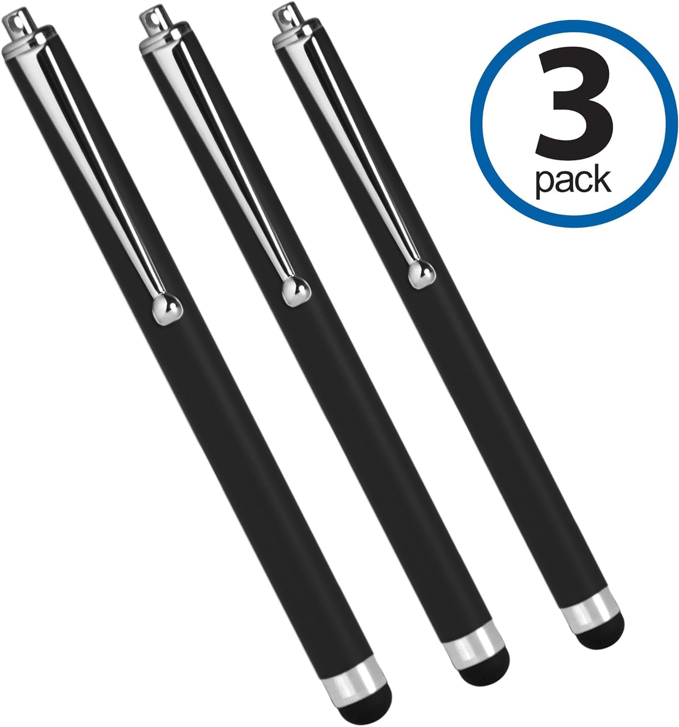 BoxWave Stylus Pen 3-Pack for Carlson Surveyor 2 - Premium Capacitive Stylus for Touchscreens - Jet Black - Perfect for Drawing, Note-Taking & Digital Signatures on Tablets & Smartphones