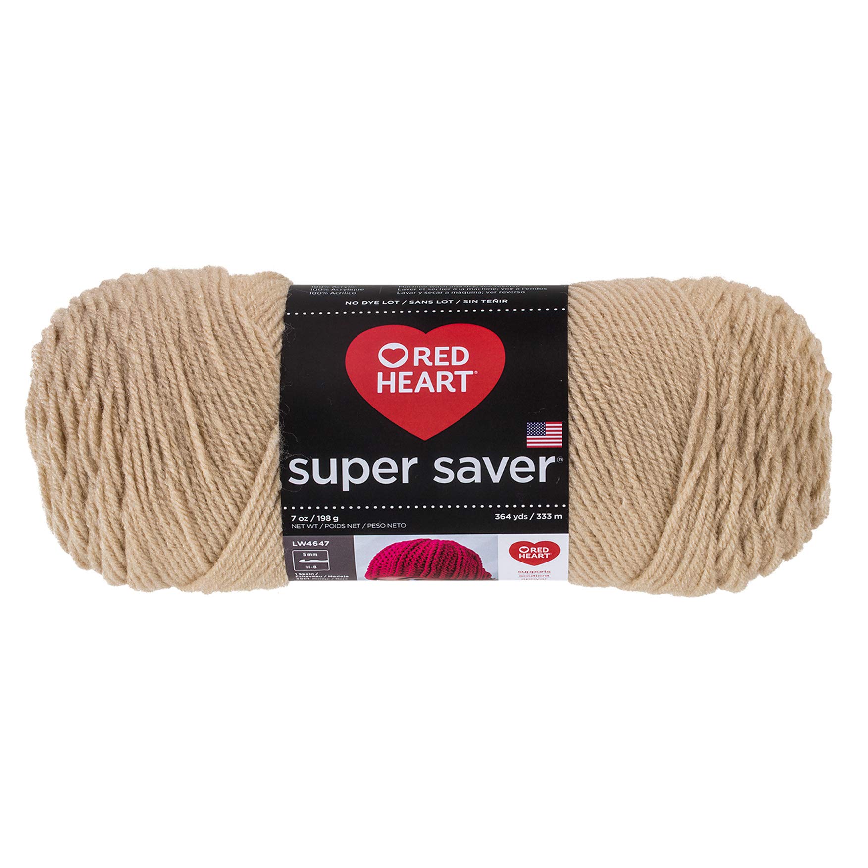 Red Heart Super Saver Yarn 334 Buff - Soft Acrylic Yarn for Knitting & Crocheting - Perfect for Blankets, Scarves, Hats & DIY Crafts