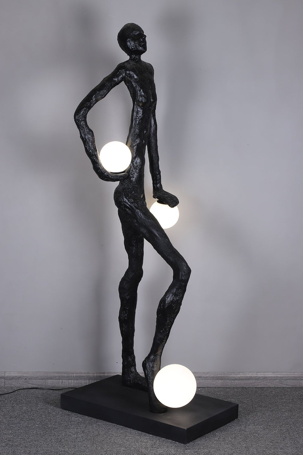 Modern Soccer Ball Sculpture Character Floor Lamp - Unique Sports Themed Lighting for Living Room, Bedroom, or Game Room Decor