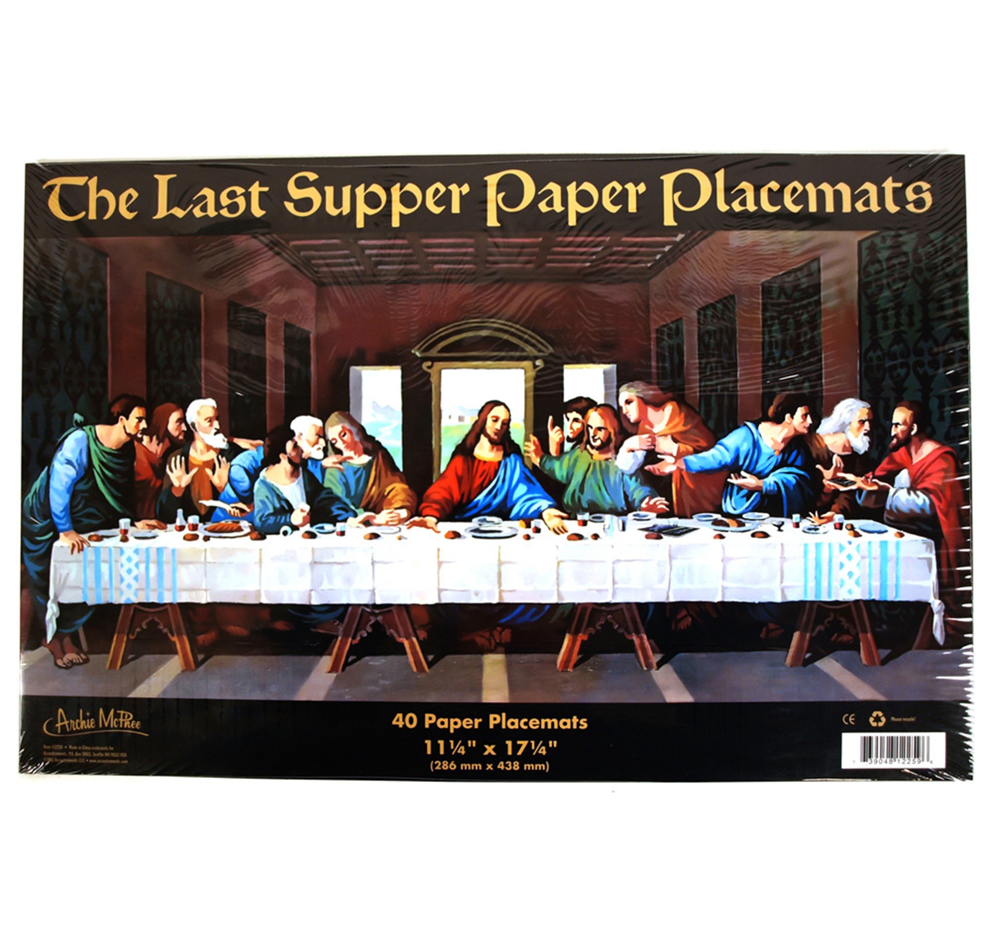 1 Pack Last Supper Religious Paper Placemats - Jesus Christ Communion Table Setting Decor for Easter, Christmas & Sunday Dinner Parties