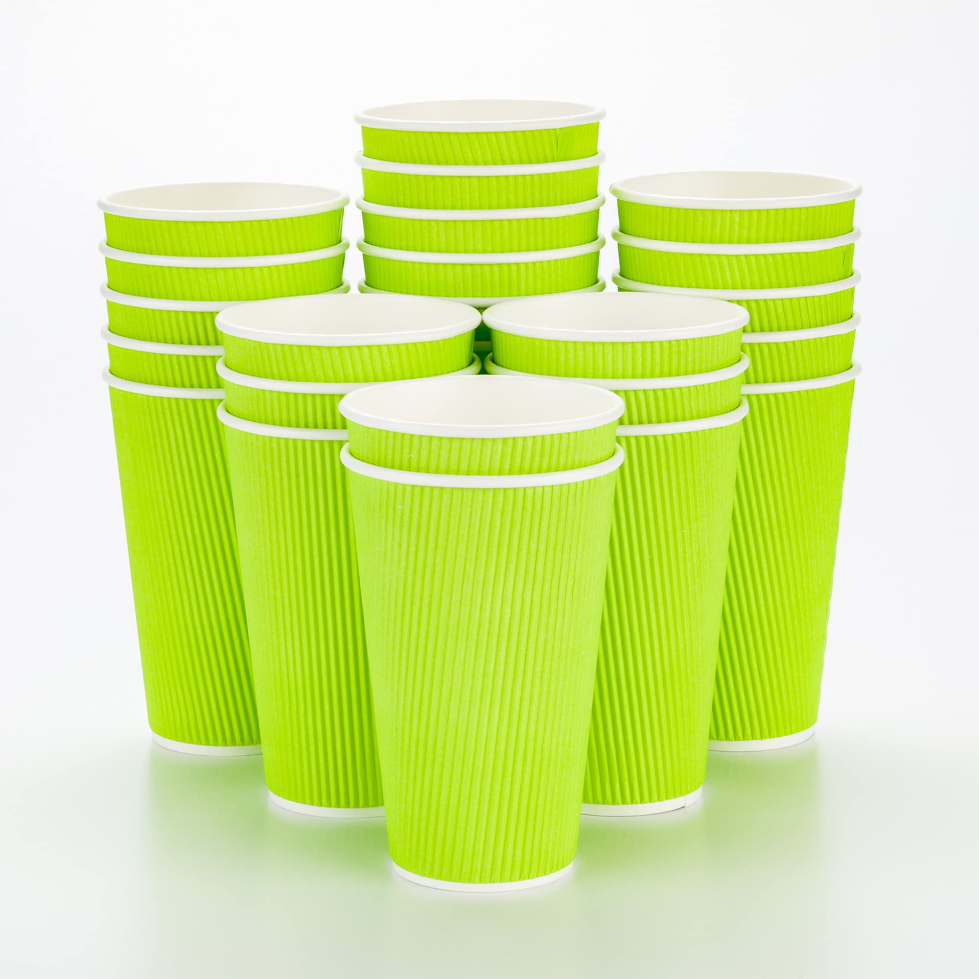 **16oz Disposable Coffee Cups (500 Pack) - Insulated Ripple Wall Hot Cups for Coffee, Tea & More | Eco-Friendly Green Paper Cups with Rolled Rim | Perfect for Cafes, Offices & Events**