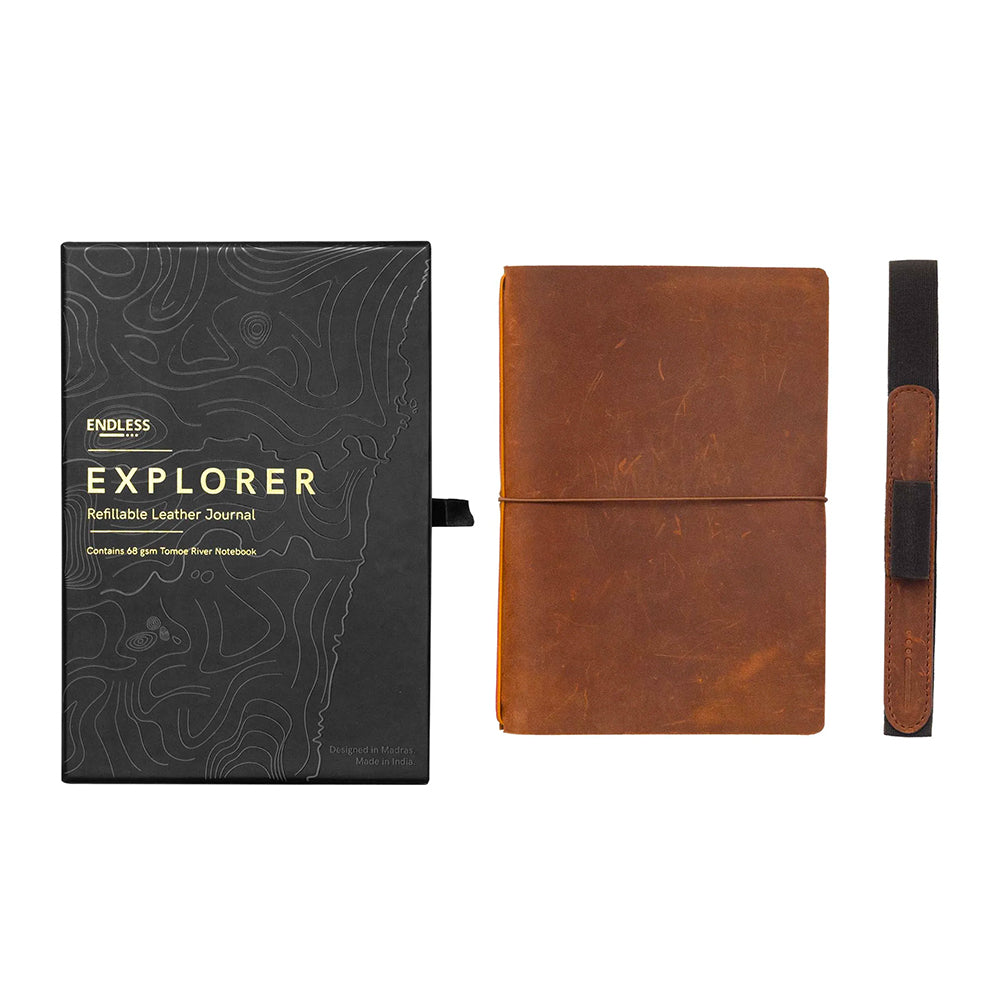 Premium Refillable Leather Journal for Writing - Brown Handcrafted Travel Notebook, Ideal for Journaling, Note Taking & Gift Giving - Endless Explorer Regalia