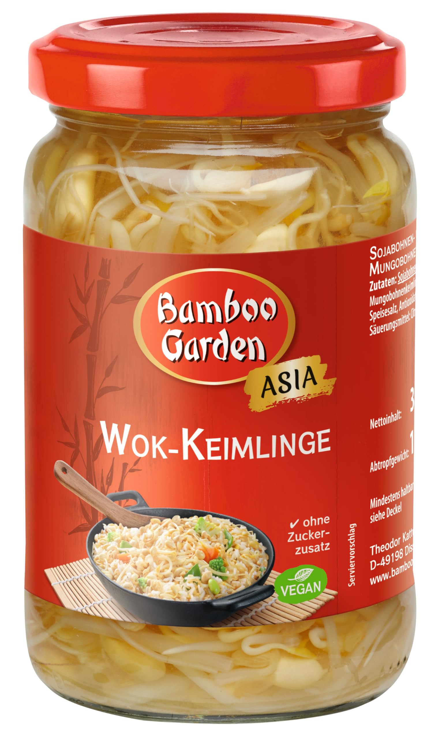 Organic Bamboo Garden Bean Sprouts, 330g (180g Drained Weight) - Fresh & Crispy for Stir-Fries, Salads & Asian Cooking - Premium Quality Sprouted Mung Beans