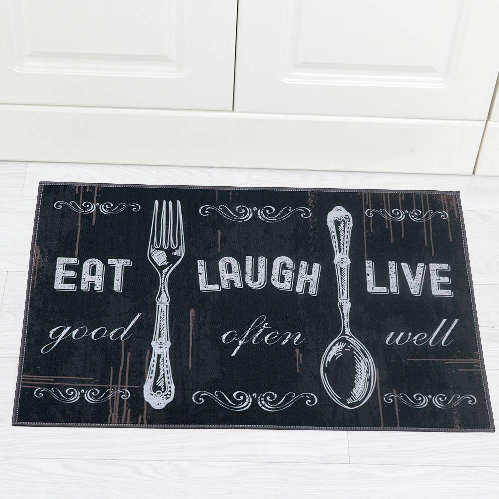 Non-Slip Kitchen Rug Set - 2 Piece TPR Backing Anti-Slip Mats for Doorway, Bathroom & High Traffic Areas (17
