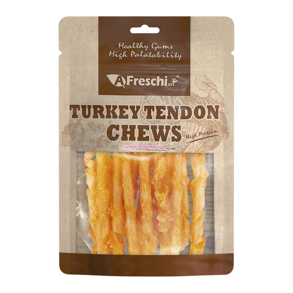 Afreschi Natural Turkey Tendon Dog Chews - Healthy Pretzel, Lollipop & Braided Treats for Small & Large Dogs - Dental Care & Training Rewards - Perfect for Chewing, Teething & Playtime