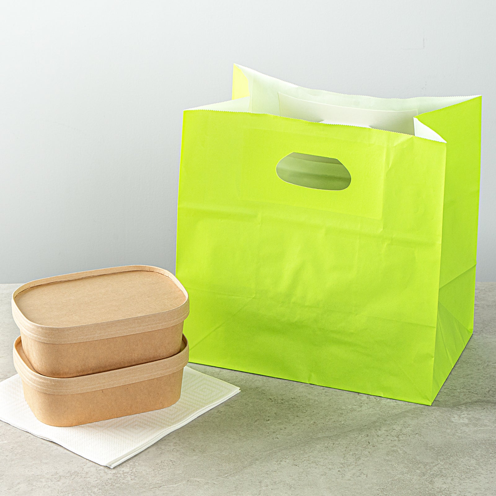 Eco-Friendly Rectangle Paper Take Out Bags with Handles - 11