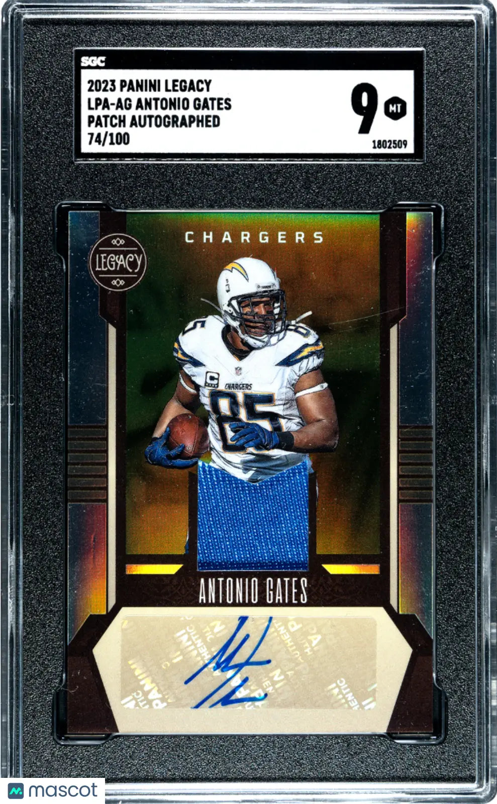 2023 Panini Legacy Football Antonio Gates Patch Auto Autograph SGC 9/100 - Rare Collectible for NFL Fans & Memorabilia Collectors - Perfect for Display, Gifts, and Investment