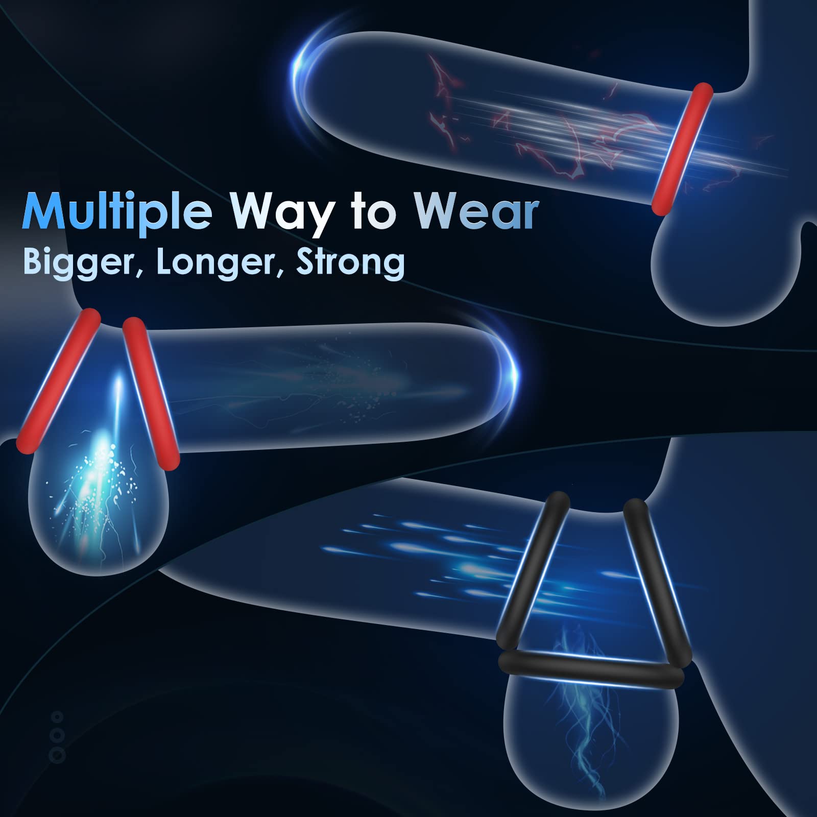 Kismloit Dual Vibrating Cock Ring - 7 Sizes Silicone Penis Ring & Bullet Vibrator for Men - Enhances Erection Strength & Duration - Couples Sex Toy for Men & Women - Perfect for Spicing Up Intimate Moments & Bedroom Play