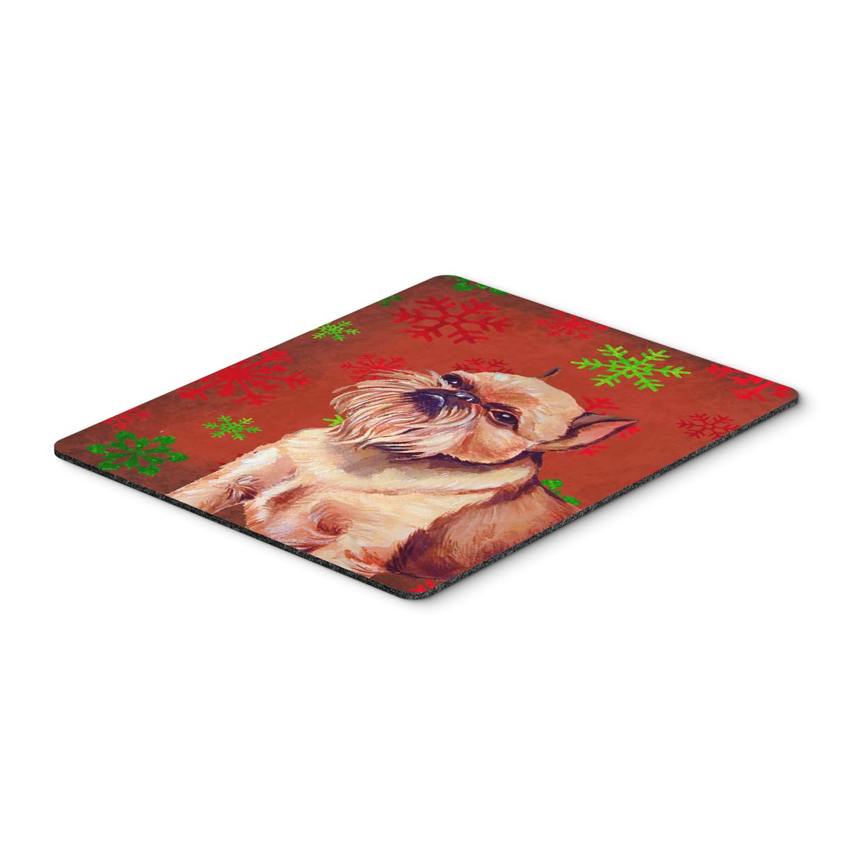 Brussels Griffon Red and Green Snowflakes Holiday Christmas Mouse Pad - Large Washable Mouse Mat for Home Office, Gaming & Computer Use - Perfect Gift for Pet Lovers & Christmas Decor