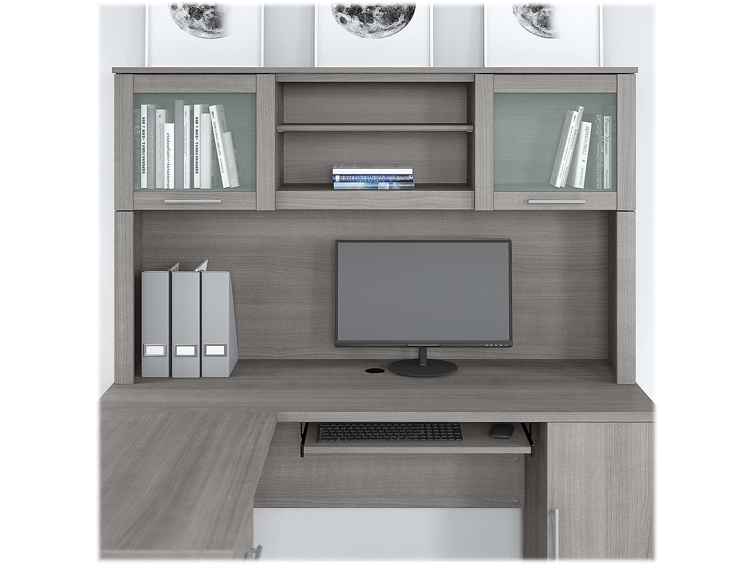 Bush Furniture Somerset 60W Office Desk Hutch in Platinum Gray - Perfect for Home Office, Study Room & Workspace Organization