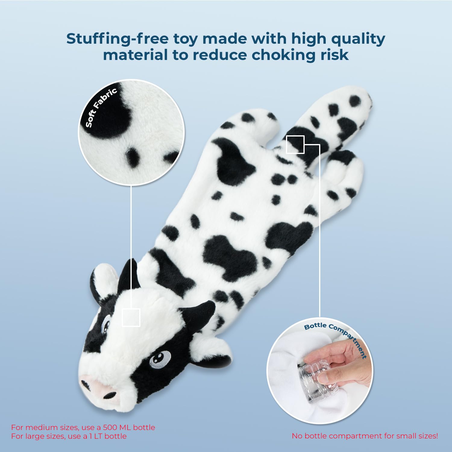 2-in-1 Squeaky Dog Toy for All Sizes - No Stuffing, Holds Bottle - Indoor Play