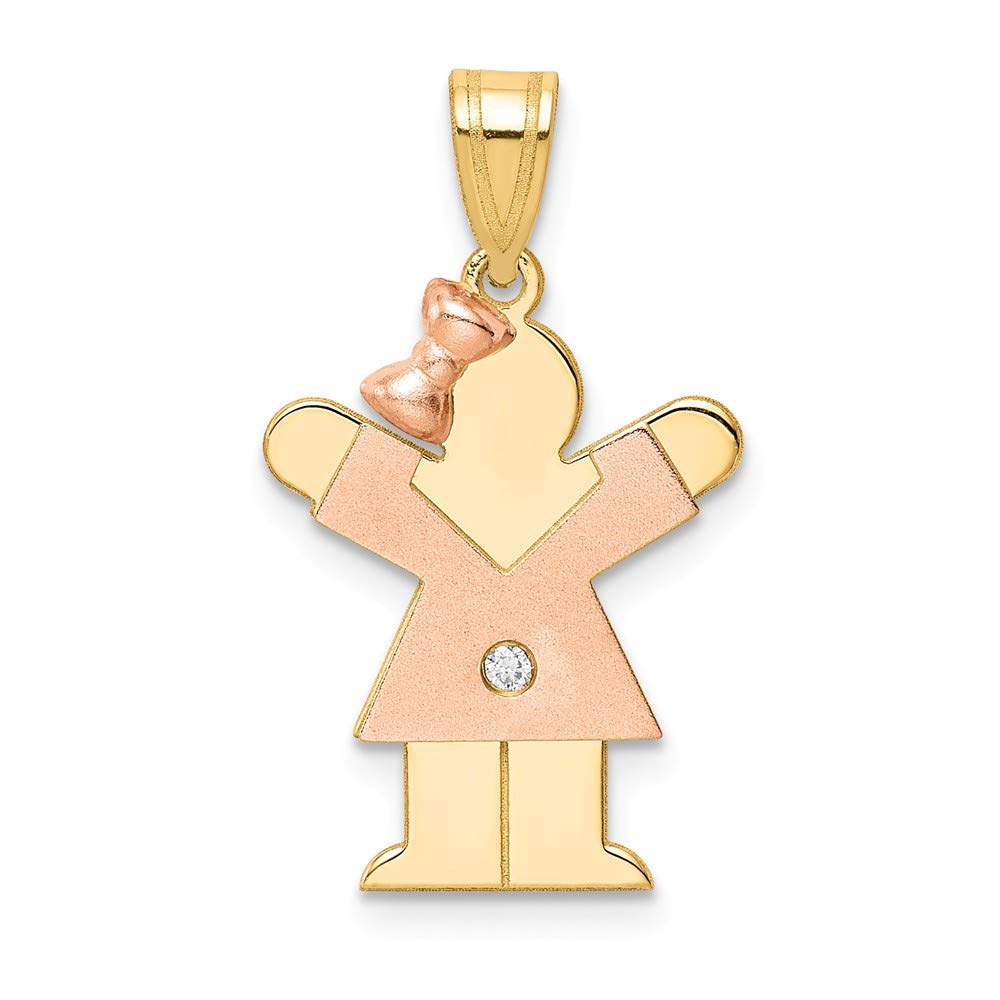 14K Solid Gold Two-Tone AA Diamond Pendant for Kids - Perfect for Birthdays, Christenings & Special Occasions