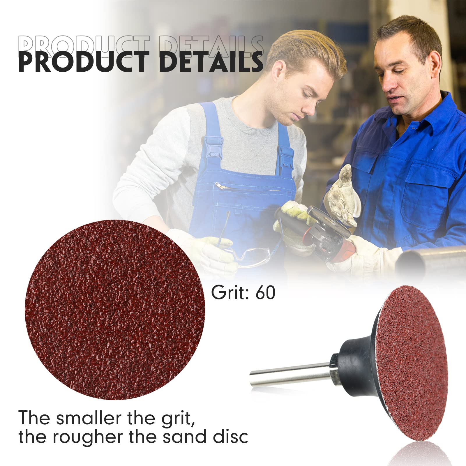 150-Piece 2-Inch Roll Lock Sanding Discs Set - 60 Grit Red Abrasive Discs for Die Grinder - Surface Prep, Strip, Grind, Polish & Rust/Paint Removal - Perfect for Metal, Wood & Automotive Finishing