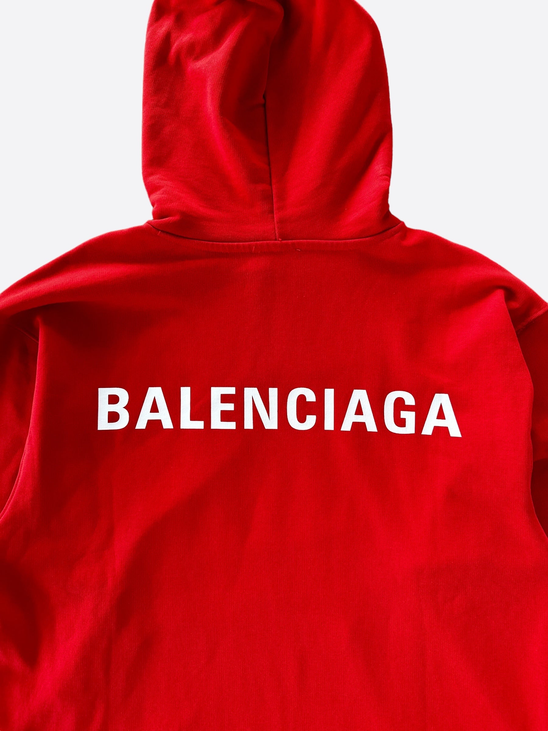 Balenciaga Red & White Logo Hoodie for Men & Women | Trendy Streetwear Fashion | Perfect for Casual Outfits, Gym & Lounge Wear