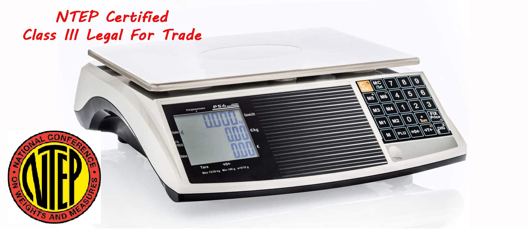 Digital Commercial Price Computing Scale PS6 - NTEP Certified Class III, 60lb Capacity for Food, Meat, Fruit (Battery Included) - Perfect for Grocery Stores, Butcher Shops & Farmers Markets