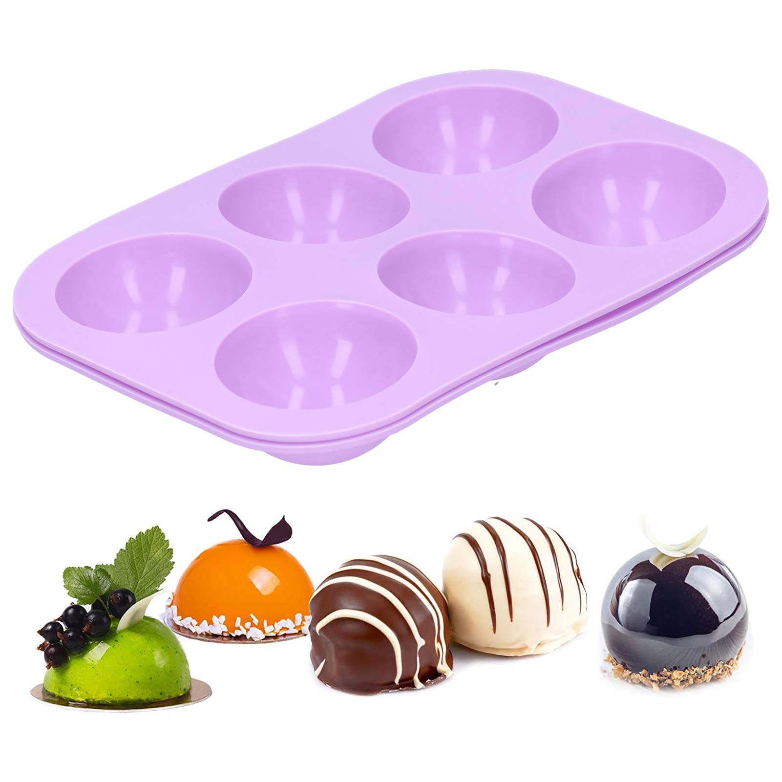 Premium 6-Cell Silicone Half Sphere Mold - Food Grade, Microwave & Freezer Safe for Baking, Candy Making & Ice Cubes - Perfect for Cakes, Desserts & Party Treats