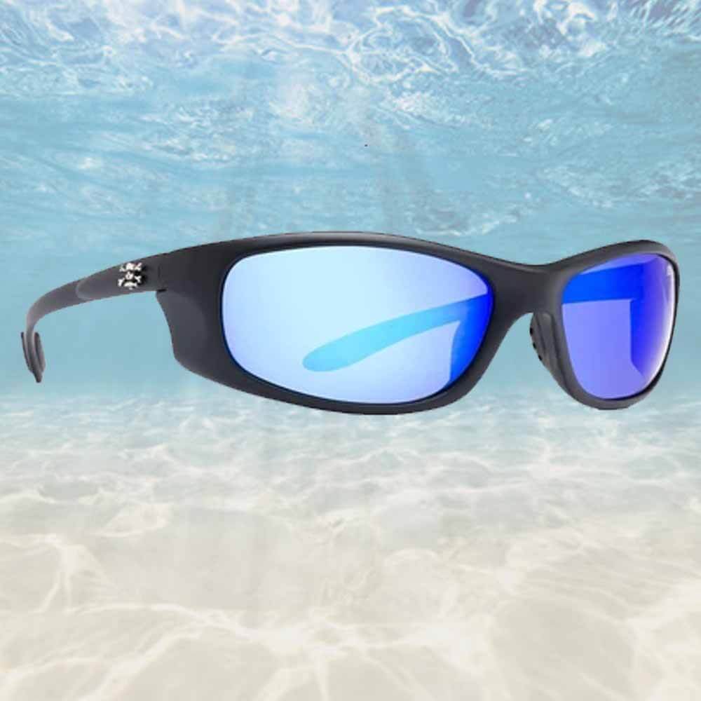 Calcutta Los Cabos Polarized Sunglasses for Men & Women - Black Frame with Blue Mirror Lens - UV Protection - Fishing, Driving & Outdoor Activities