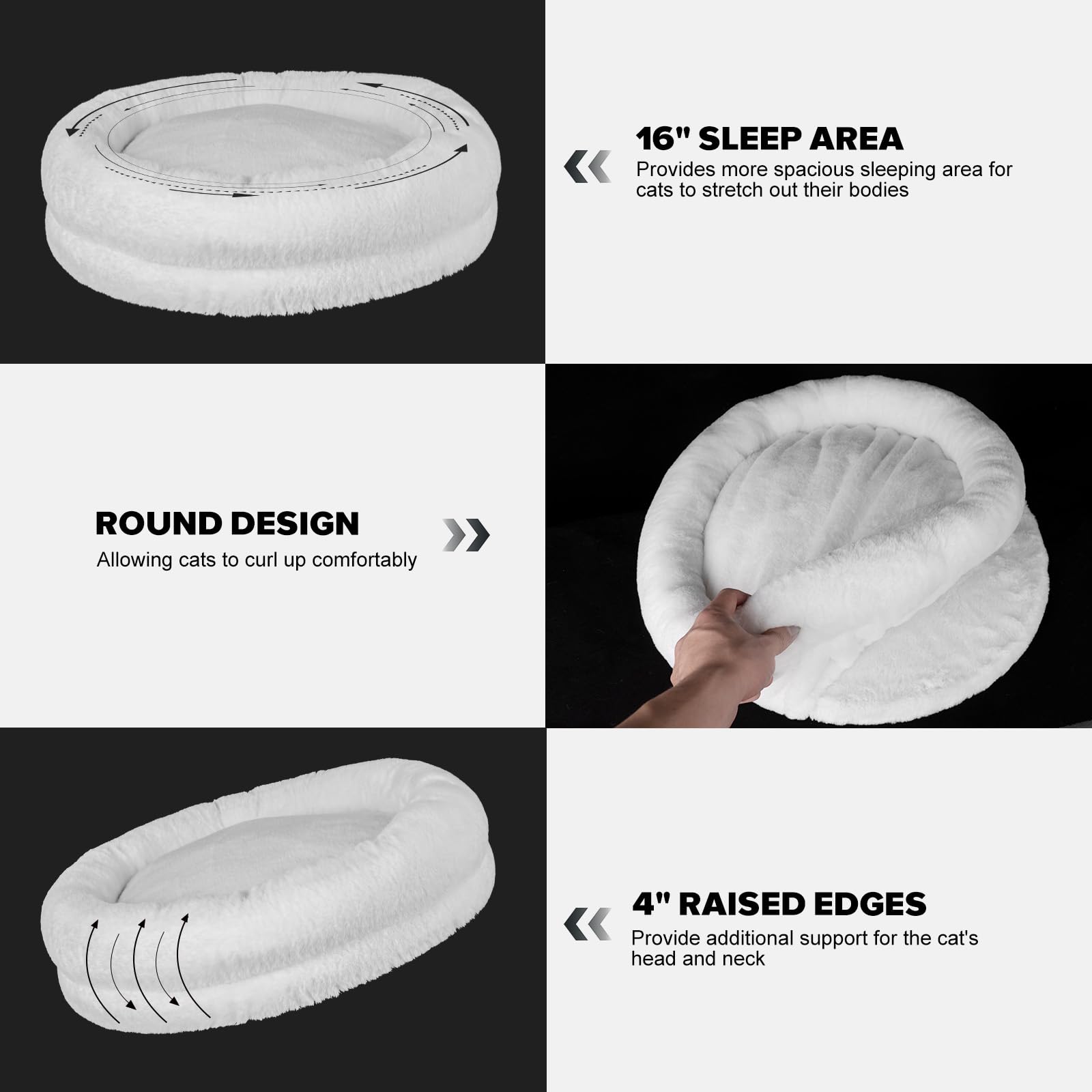 360° Rotating Adjustable Height Cat Desk Bed - Soft Comfortable Cat Perch Supports Up to 50 lbs, Round Cat Hammock for Office & Home Workspace (White) - Perfect for Napping While You Work